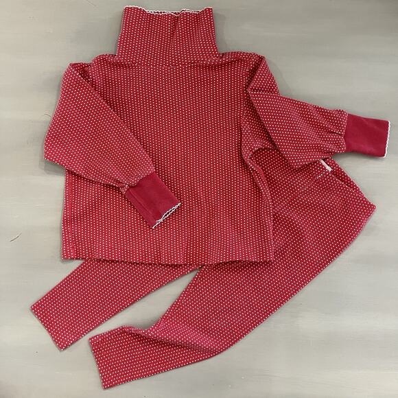 VTG Gymboree Girls Two Piece Set Pants Top Red Polka Dot Rainbow Tag Medium - Picture 1 of 11